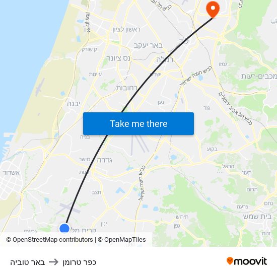 באר טוביה to כפר טרומן map