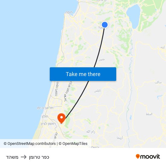 משהד to כפר טרומן map