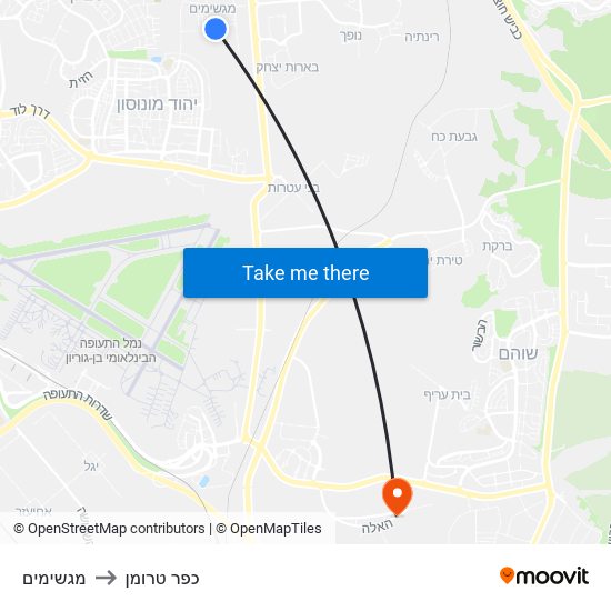 מגשימים to כפר טרומן map