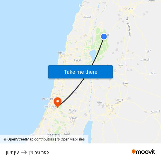 עין זיוון to כפר טרומן map