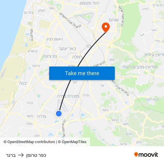 ברנר to כפר טרומן map