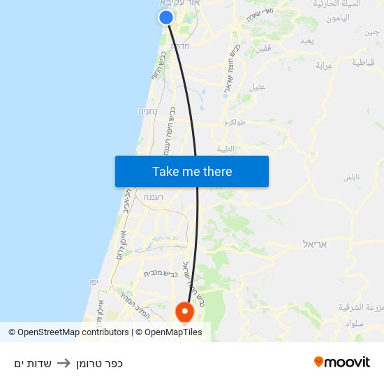 שדות ים to כפר טרומן map