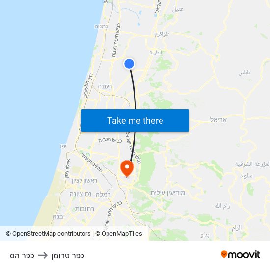 כפר הס to כפר טרומן map