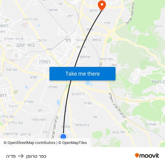 פדיה to כפר טרומן map