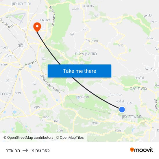 הר אדר to כפר טרומן map