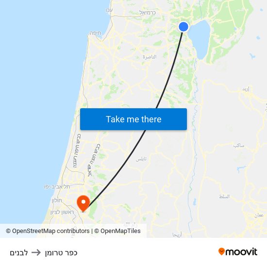 לבנים to כפר טרומן map