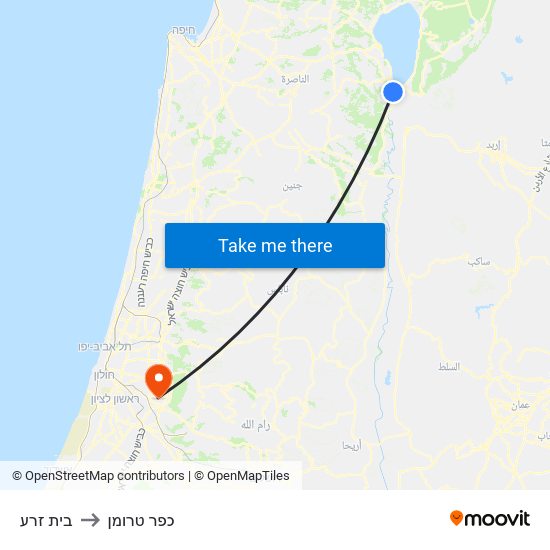 בית זרע to כפר טרומן map