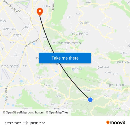 רמת רזיאל to כפר טרומן map
