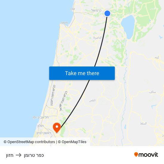 חזון to כפר טרומן map