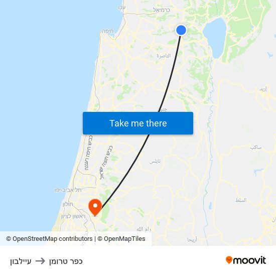 עיילבון to כפר טרומן map