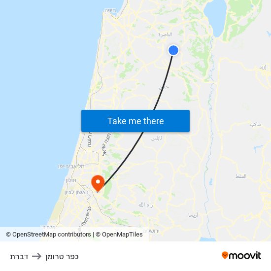 דברת to כפר טרומן map