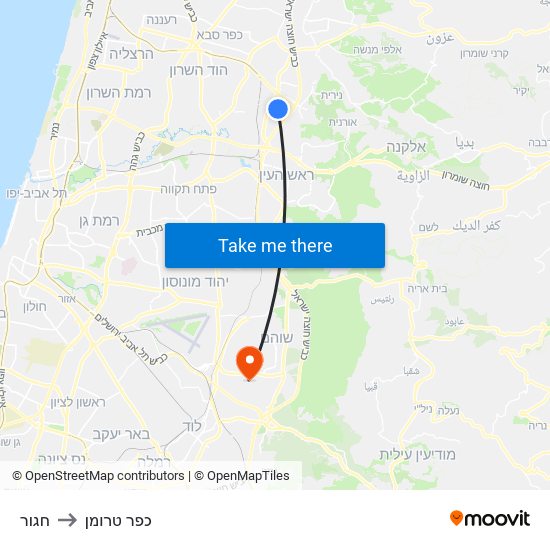 חגור to כפר טרומן map