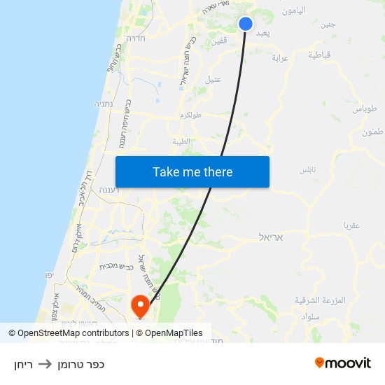 ריחן to כפר טרומן map