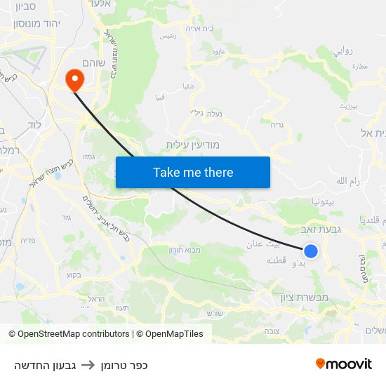 גבעון החדשה to כפר טרומן map