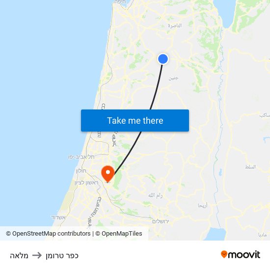 מלאה to כפר טרומן map