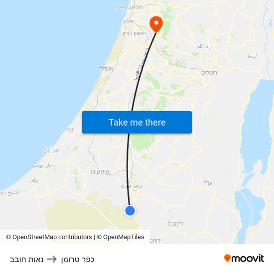 נאות חובב to כפר טרומן map