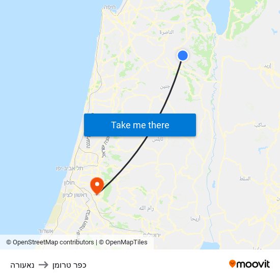 נאעורה to כפר טרומן map