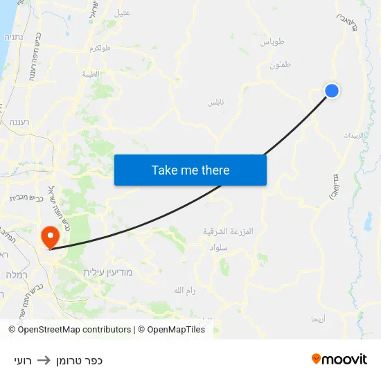 רועי to כפר טרומן map