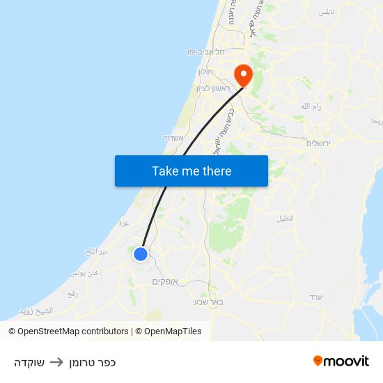 שוקדה to כפר טרומן map