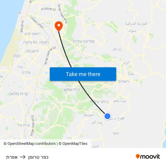 אפרת to כפר טרומן map