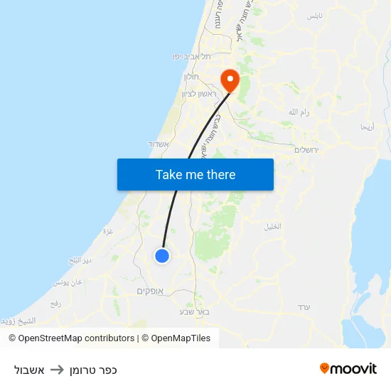 אשבול to כפר טרומן map