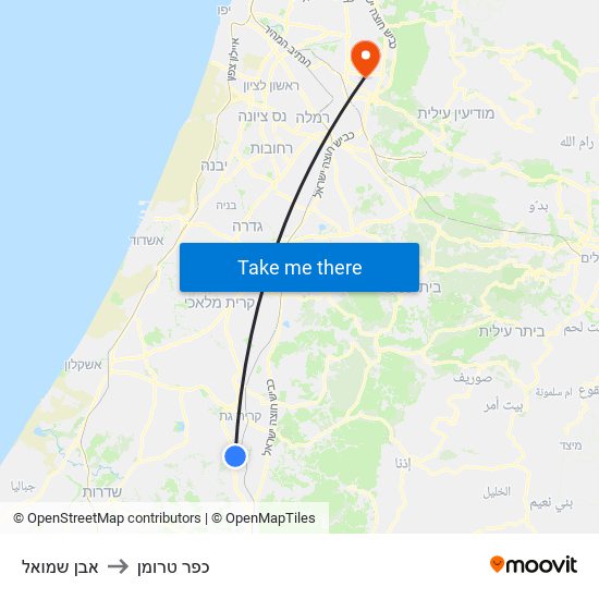 אבן שמואל to כפר טרומן map