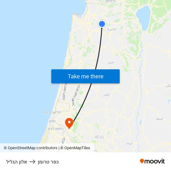 אלון הגליל to כפר טרומן map
