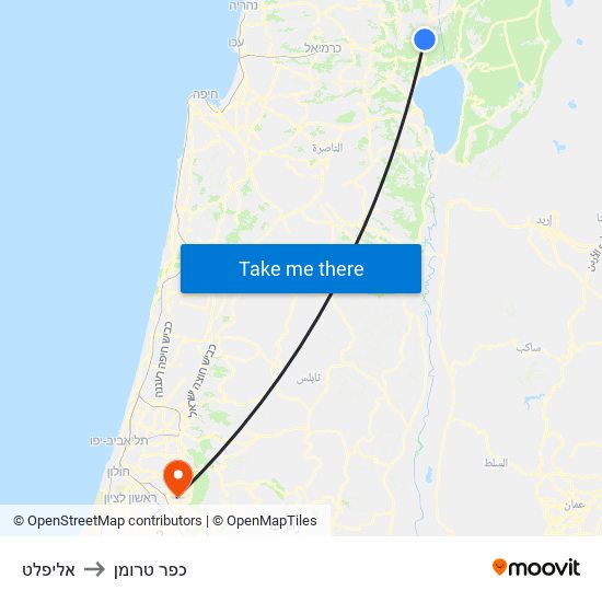 אליפלט to כפר טרומן map