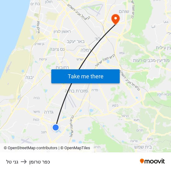 גני טל to כפר טרומן map