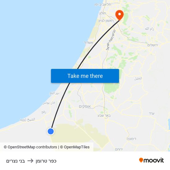 בני נצרים to כפר טרומן map