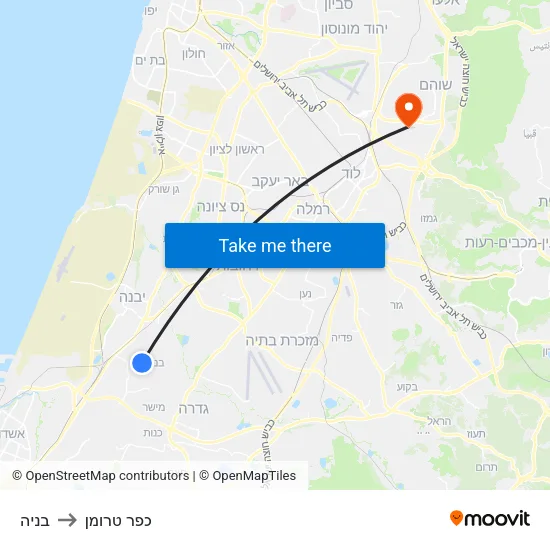 בניה to כפר טרומן map