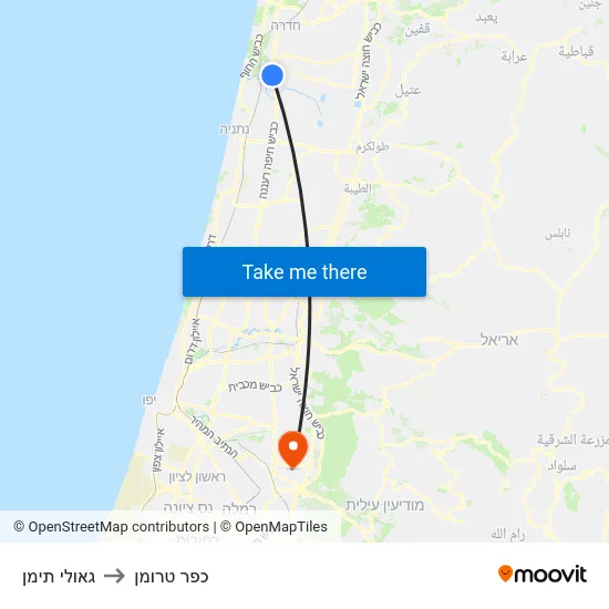 גאולי תימן to כפר טרומן map