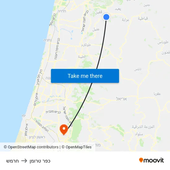 חרמש to כפר טרומן map