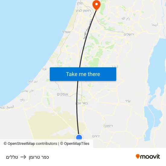 טללים to כפר טרומן map
