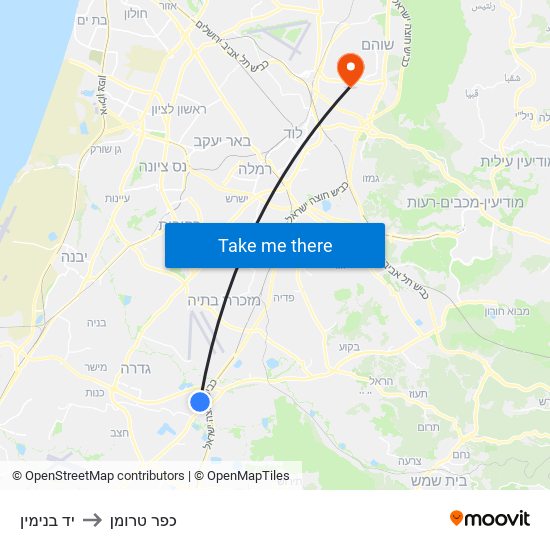 יד בנימין to כפר טרומן map