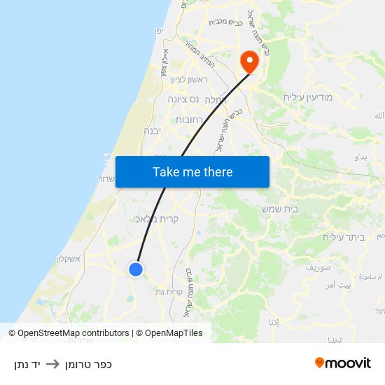 יד נתן to כפר טרומן map