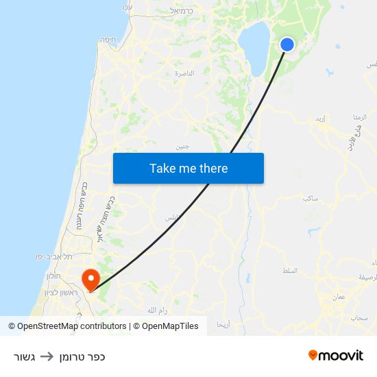 גשור to כפר טרומן map