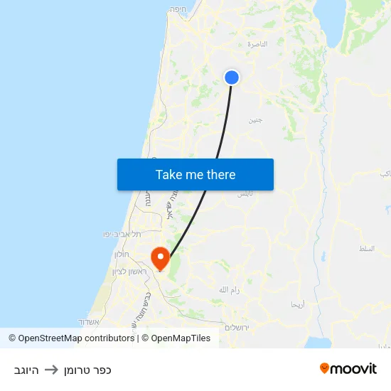 היוגב to כפר טרומן map