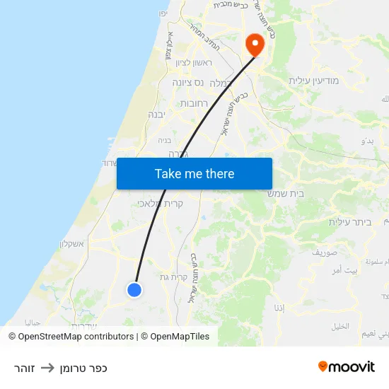 זוהר to כפר טרומן map