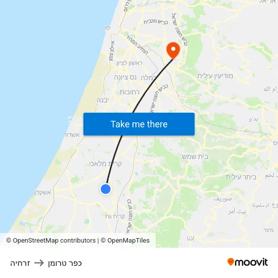זרחיה to כפר טרומן map
