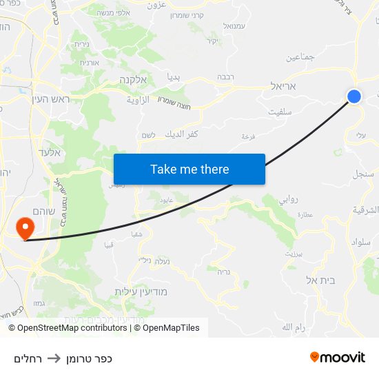 רחלים to כפר טרומן map