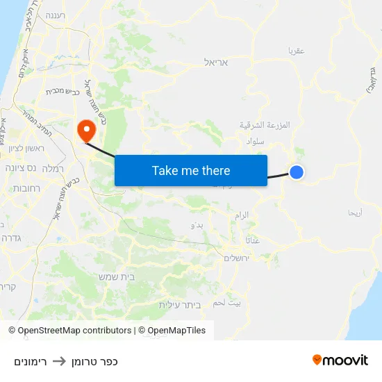 רימונים to כפר טרומן map