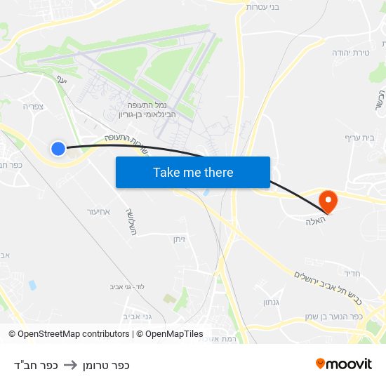 כפר חב"ד to כפר טרומן map