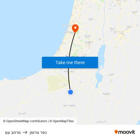 מרחב עם to כפר טרומן map