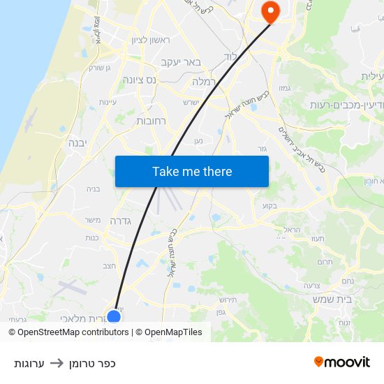 ערוגות to כפר טרומן map