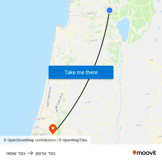 כפר שמאי to כפר טרומן map