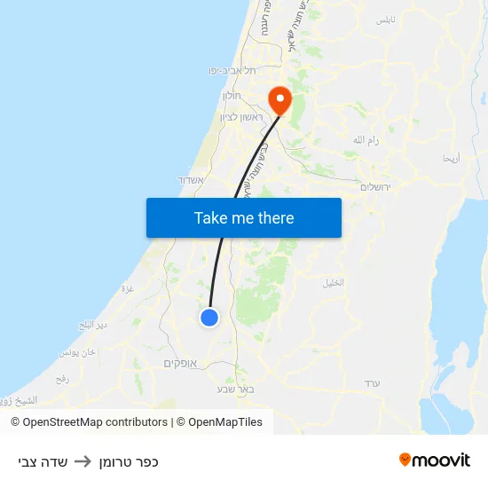 שדה צבי to כפר טרומן map