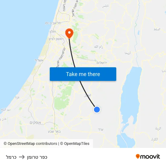 כרמל to כפר טרומן map