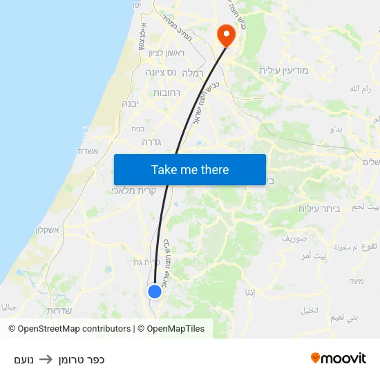 נועם to כפר טרומן map