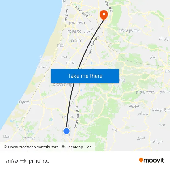 שלווה to כפר טרומן map